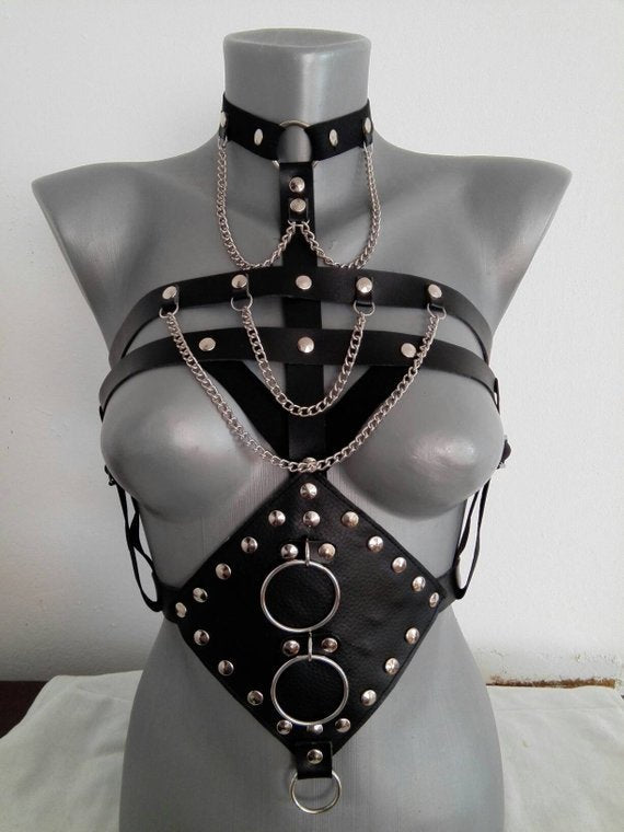 BODY FÉTICHE EN SIMILICUIR – HAUT ÉROTIQUE BONDAGE POUR FEMME LINGERIE BDSM ADULTE
