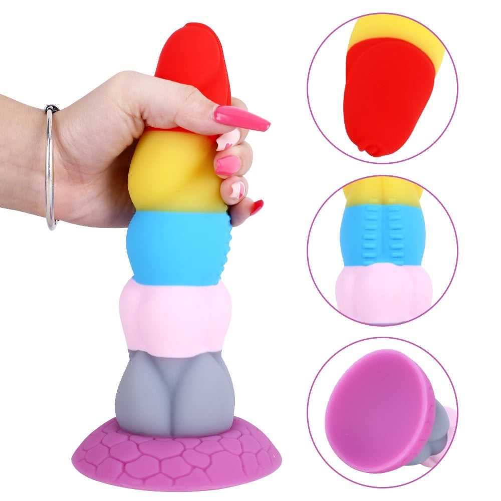 GODE DILDO ARC-EN-CIEL SILICONE ULTRA DOUX AVEC VENTOUSE (MODÈLE FANTASY)