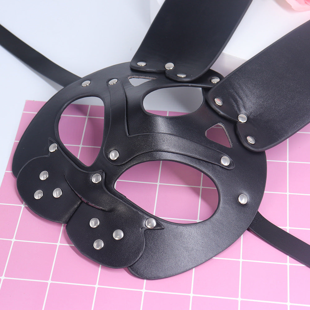 Masque Lapin en Cuir Synthétique – Accessoire Sensuel & Artistique pour Soirées ou Performances