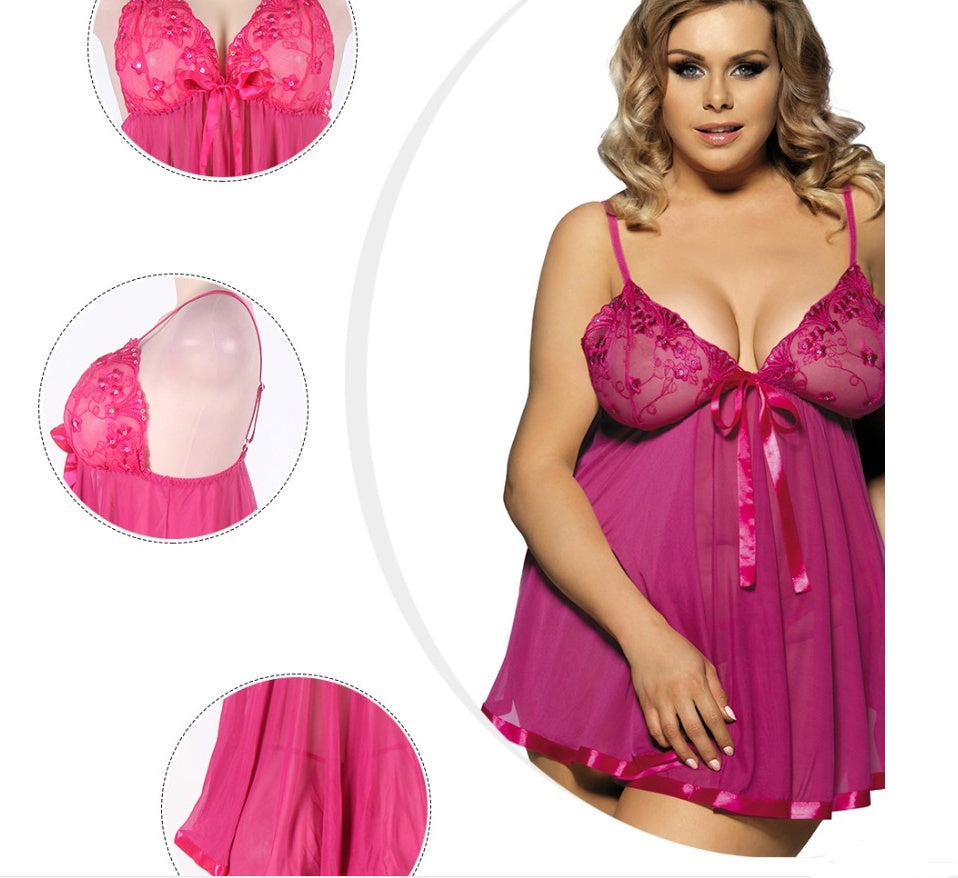 LINGERIE TRANSPARENTE SEXY EN DENTELLE NUISETTE GRANDE TAILLE JUSQU’À 6XL POUR FEMME