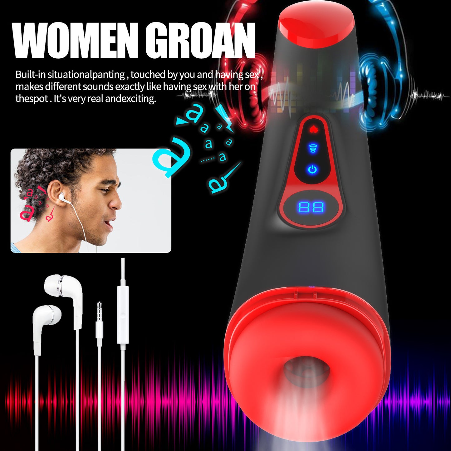 PistonX Automatic Masturbator (Automatic Thrusting, Built-in Heat, 9 Modes, Realistic Feeling)