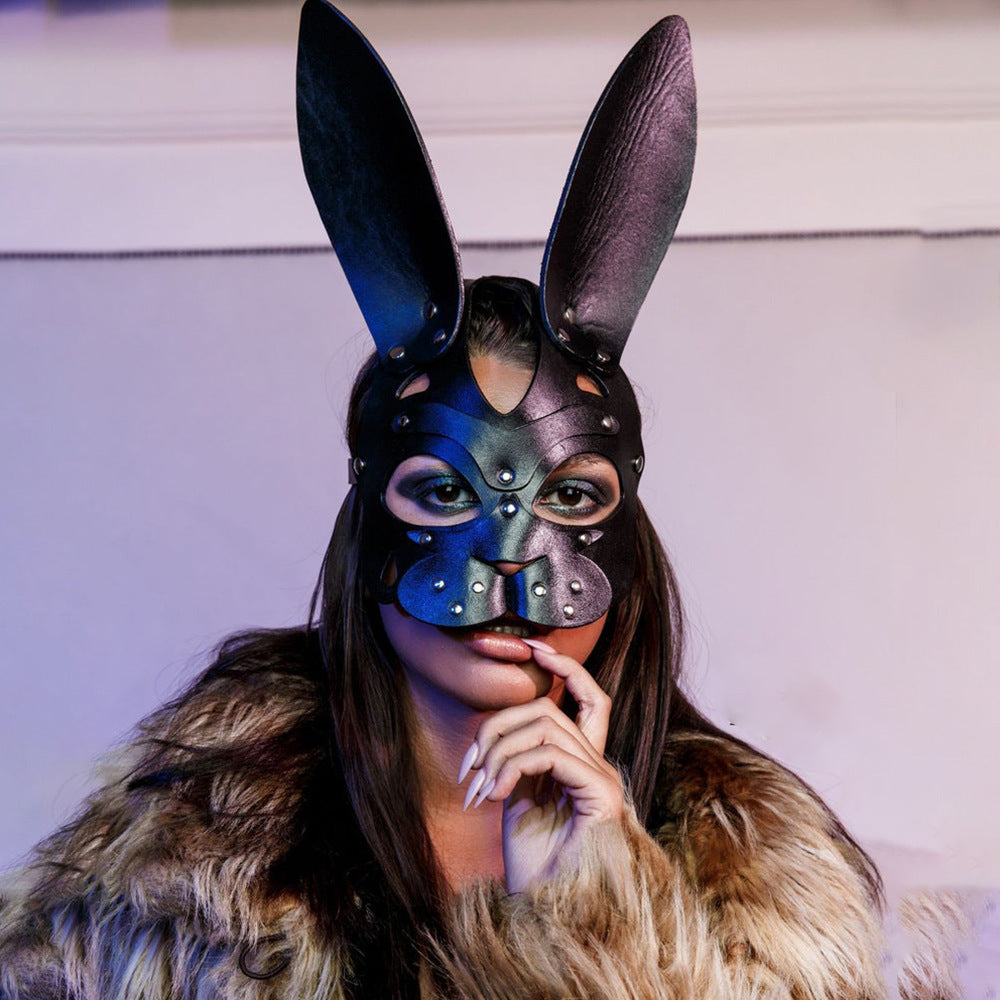 Masque Lapin en Cuir Synthétique – Accessoire Sensuel & Artistique pour Soirées ou Performances