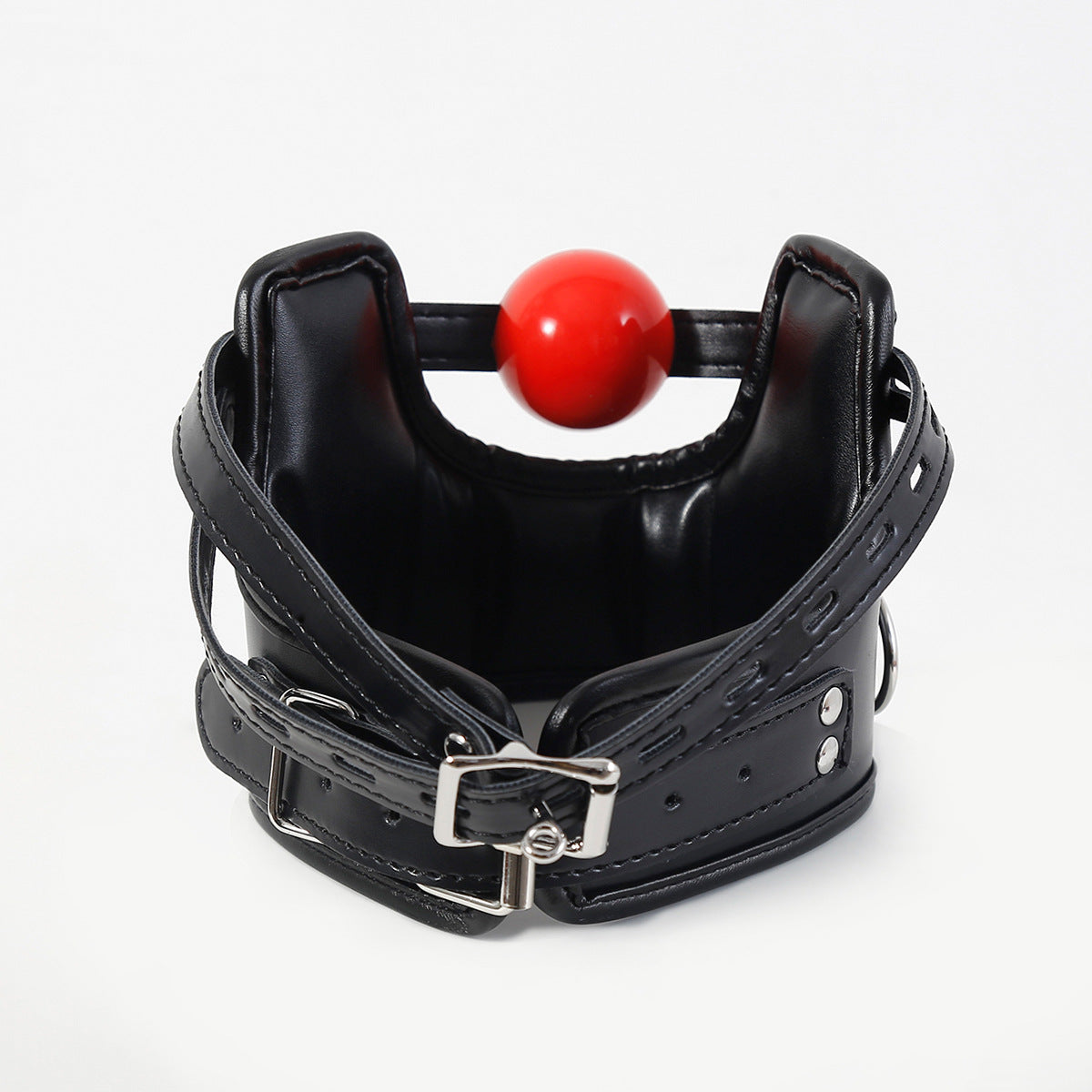BAILLON BOUCHE AVEC COLLIER RÉGLABLE - BALL GAG BDSM EN SIMILICUIR