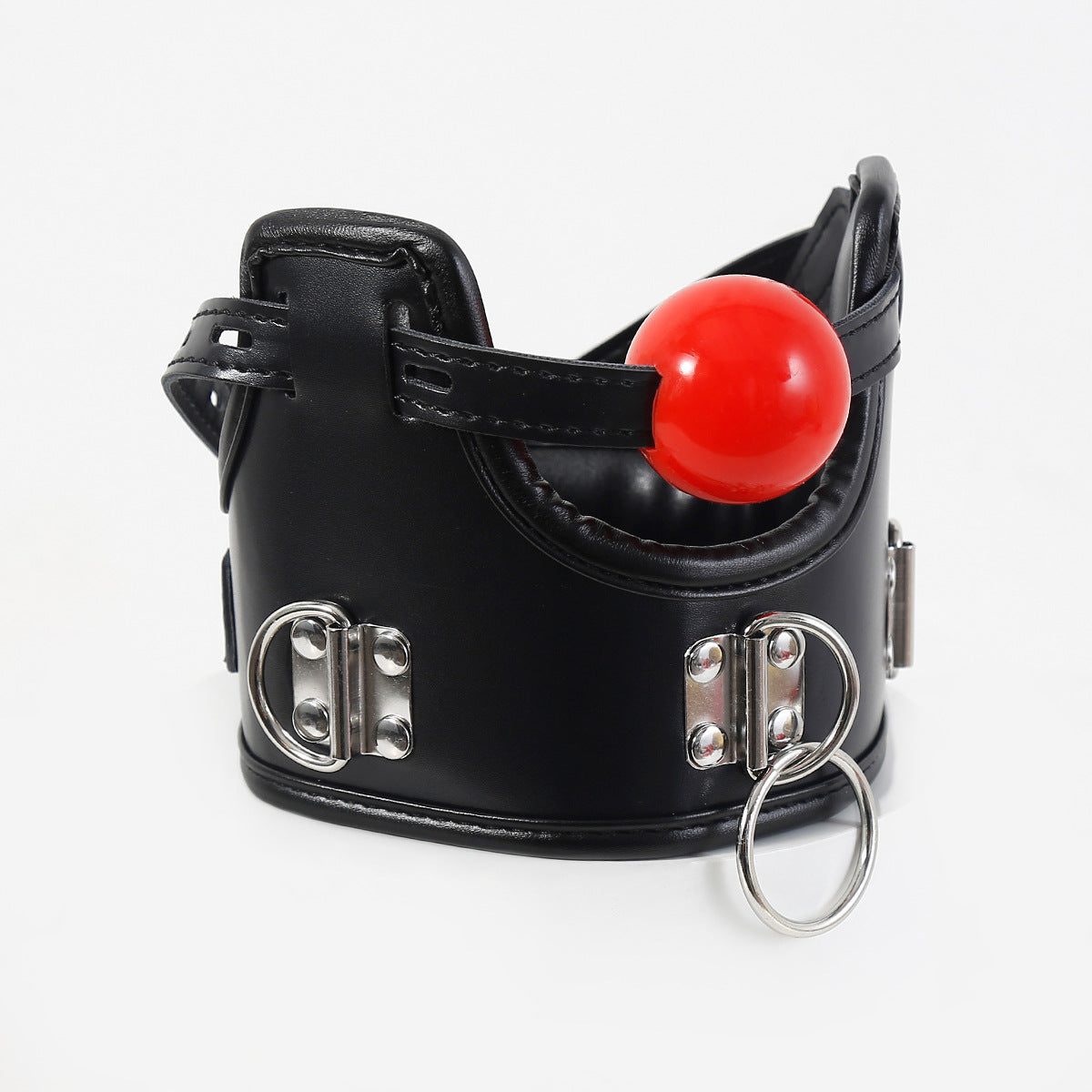 BAILLON BOUCHE AVEC COLLIER RÉGLABLE - BALL GAG BDSM EN SIMILICUIR