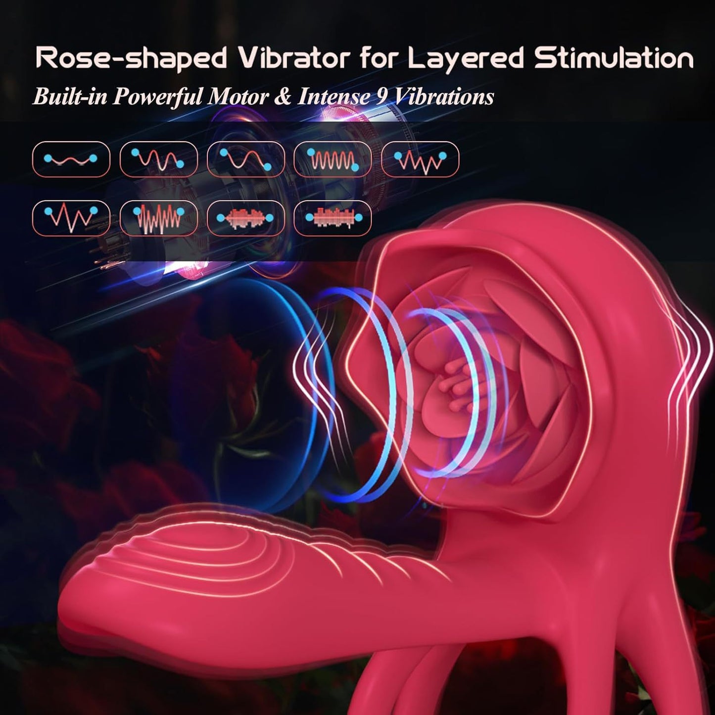 Vibromasseur Anneau Vibrant Rose Duo – Double Moteur, Quadruple Stimulation Pour Plaisir Ultime (Point G, clitoris, pénis et testicules)