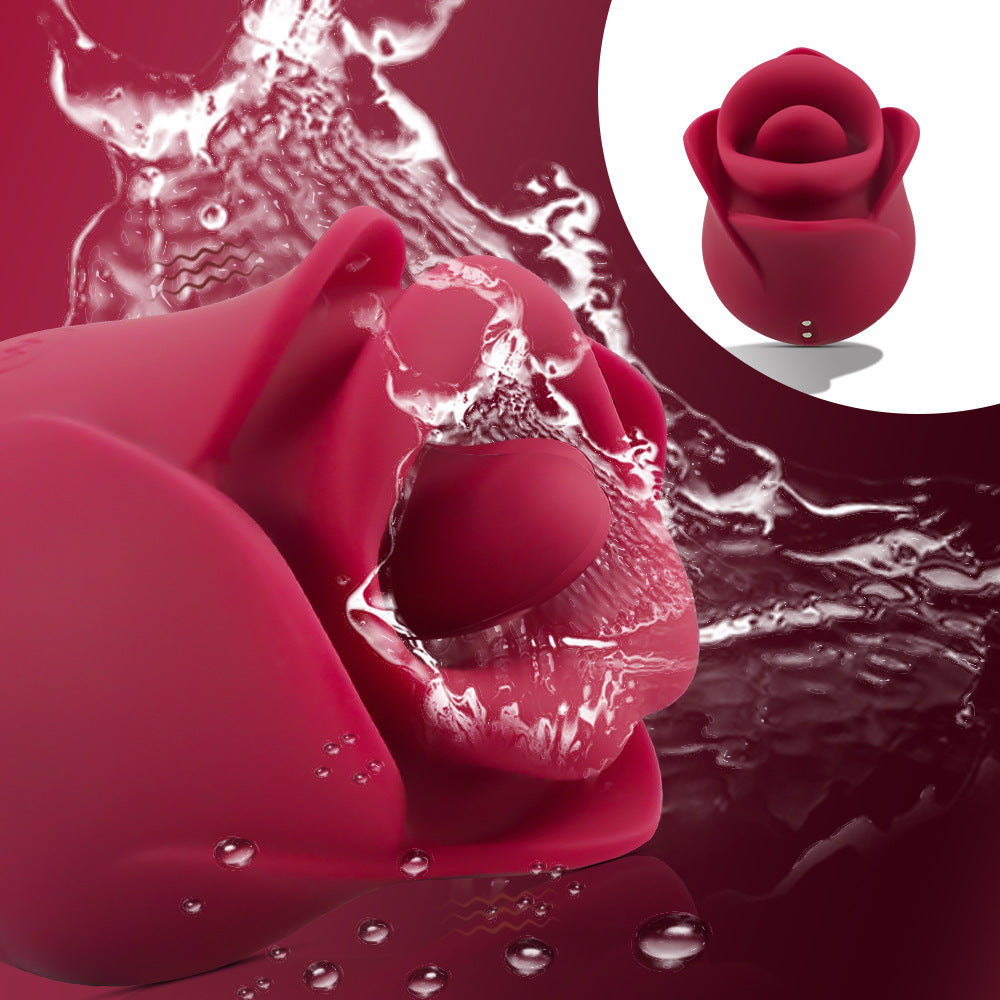 ROSE LANGUE LÉCHANTE VIBRANTE STIMULATEUR VIBROMASSEUR LÈVRES ROUGES & LANGUE EN MOUVEMENT