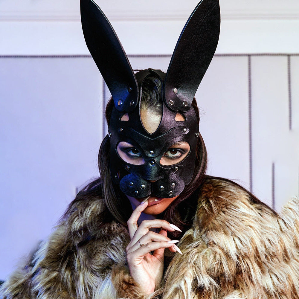 Masque Lapin en Cuir Synthétique – Accessoire Sensuel & Artistique pour Soirées ou Performances