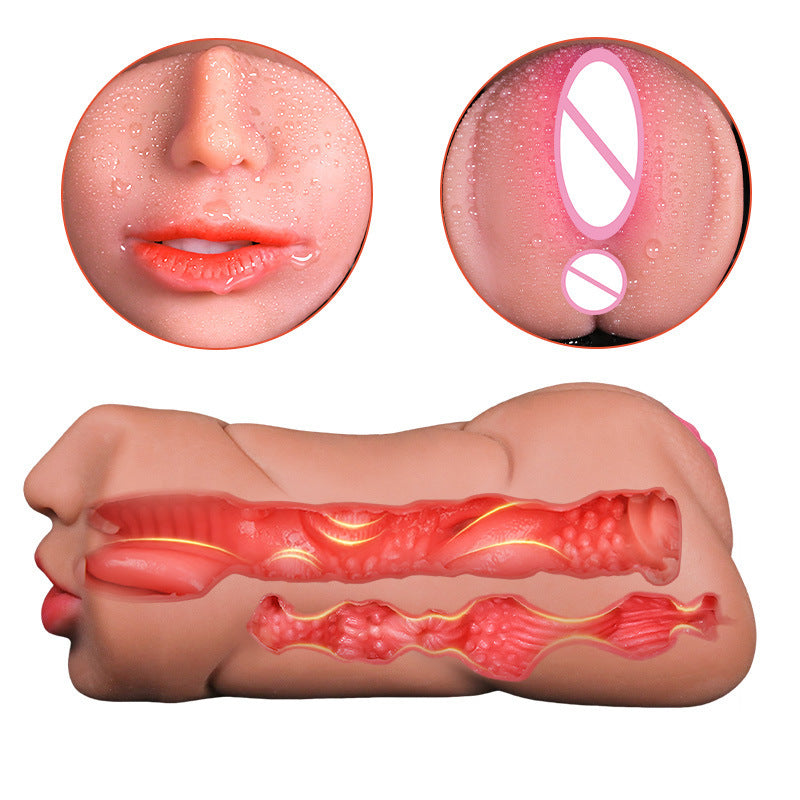 Masturbateur Homme 3-en-1 Triple Orifice Réaliste en TPE Ultra Doux