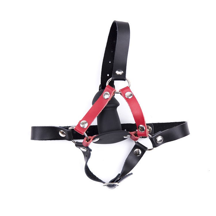 BAILLON BOUCHE AVEC COLLIER RÉGLABLE – BALL GAG BDSM EN CUIR AVEC GODE