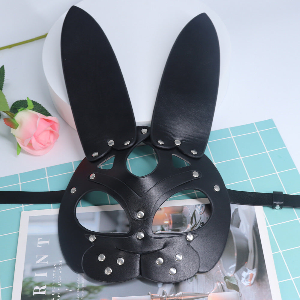 Masque Lapin en Cuir Synthétique – Accessoire Sensuel & Artistique pour Soirées ou Performances