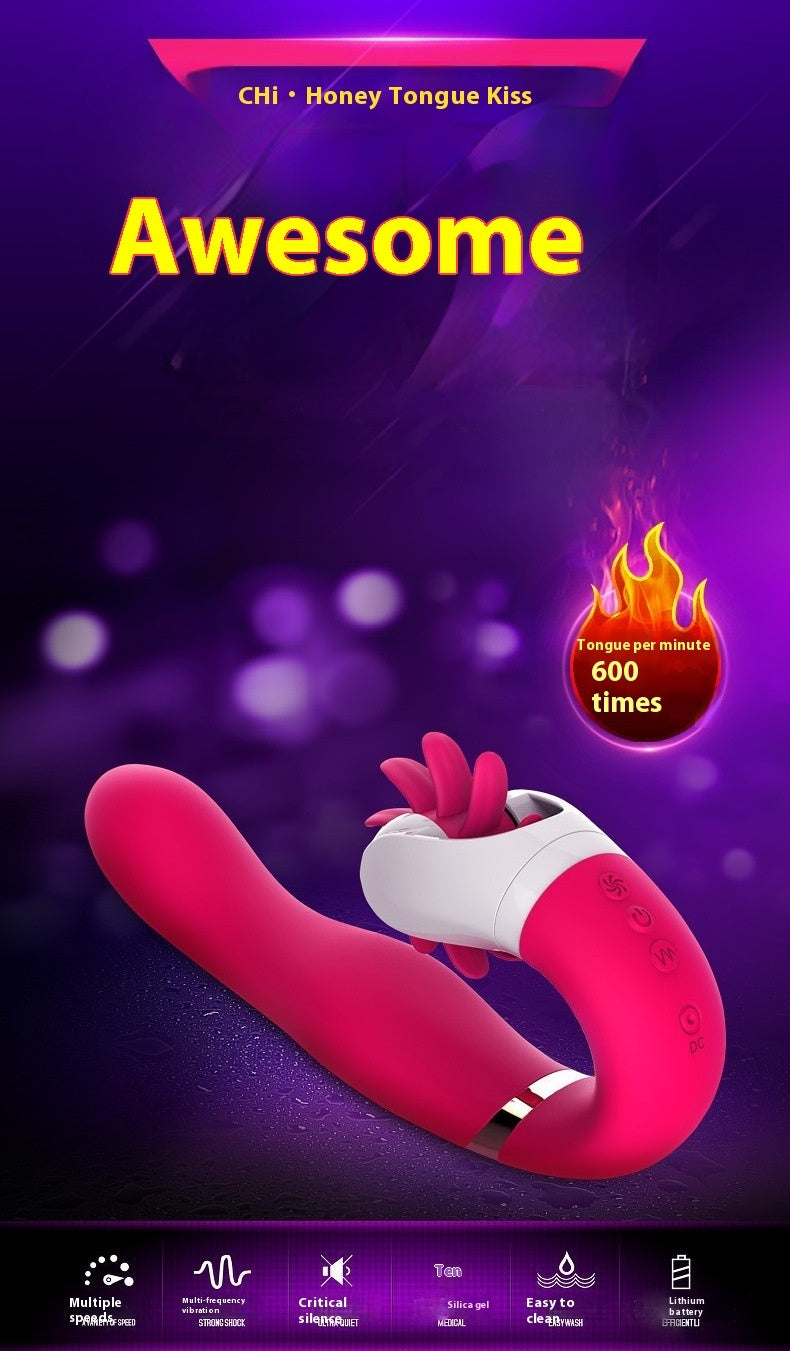 Curved Vibrator with Rotating Licker – Dual Clit & Point Stimulation