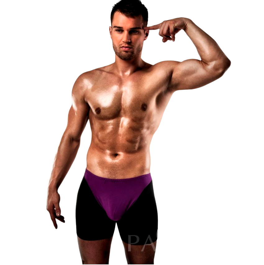 PASSION - BOXER 009 LINGERIE EROTIQUE LILAS/NOIR S/M PASSION MEN