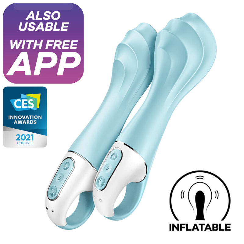 SATISFYER - AIR PUMP VIBRATOR 5+ APP GONFLABLE G-SPOT VIBRATOR BLEU SATISFYER CONNECT