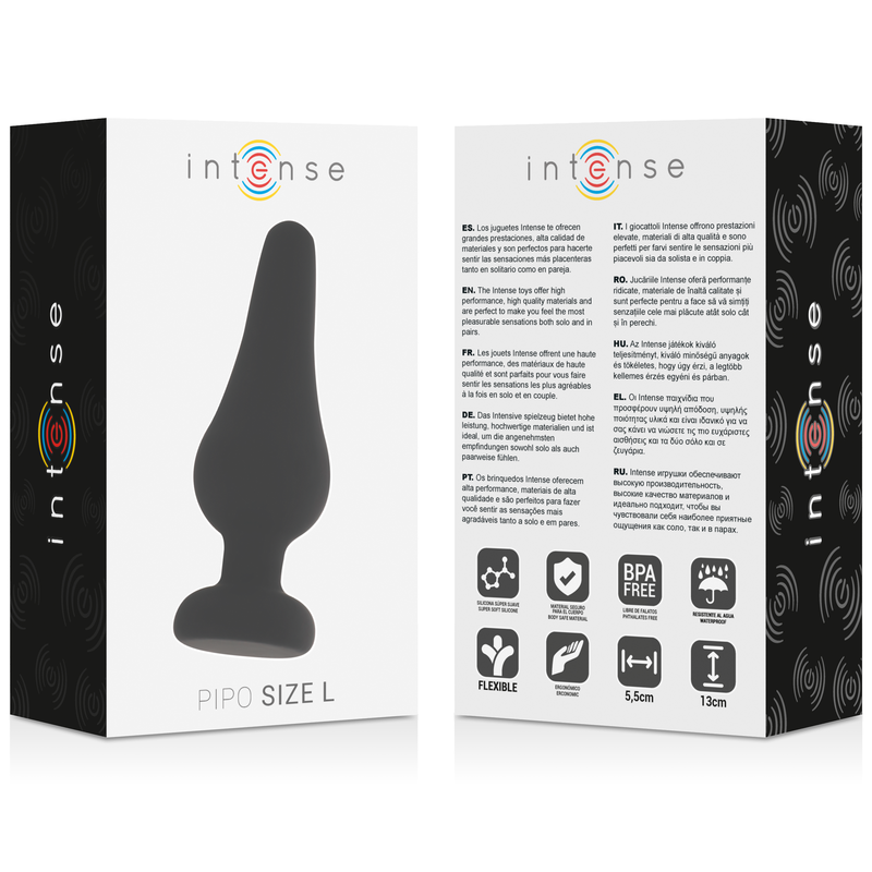 INTENSE - PLUG ANAL PIPO L SILICONE NOIR 13 CM INTENSE ANAL TOYS