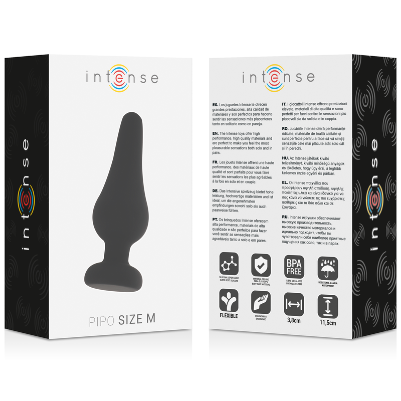INTENSE - PLUG ANAL PIPO M SILICONE NOIR 11 CM INTENSE ANAL TOYS