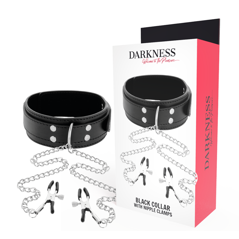 DARKNESS - COLLIER AVEC PINCES NIPPLE NOIR DARKNESS BONDAGE