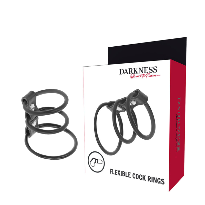 DARKNESS - ENSEMBLE DE 3 ANNEAUX PÉNIS FLEXIBLES DARKNESS BONDAGE