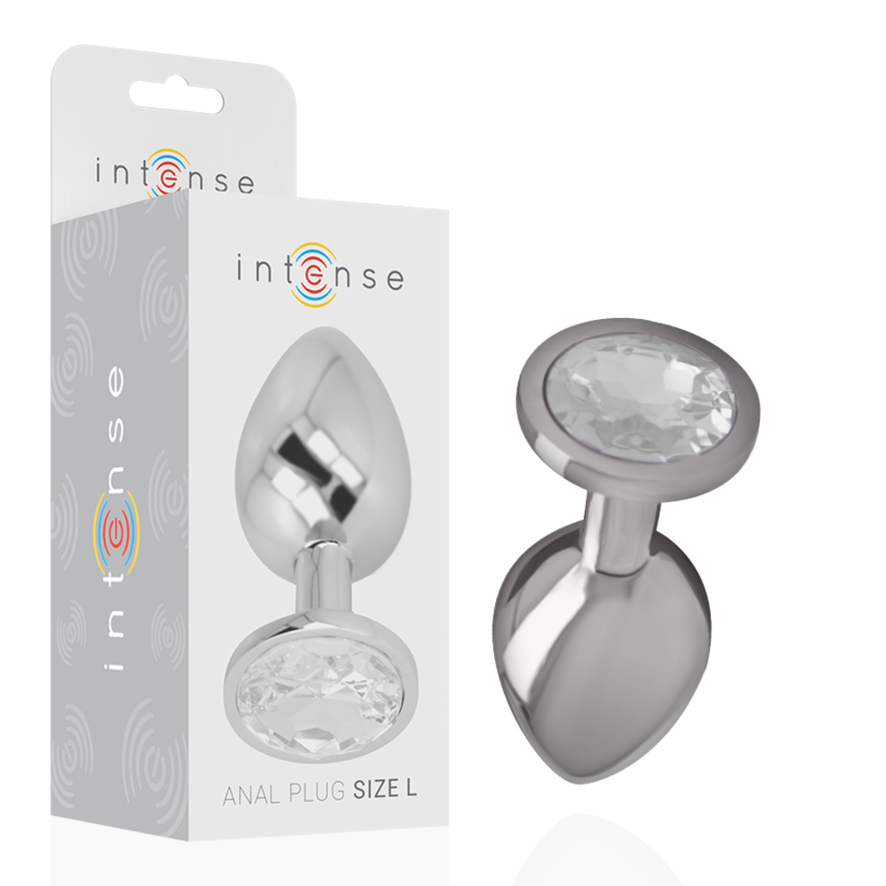 INTENSE - PLUG ANAL EN MÉTAL ALUMINIUM AVEC CRISTAL DARGENT TAILLE L INTENSE ANAL TOYS