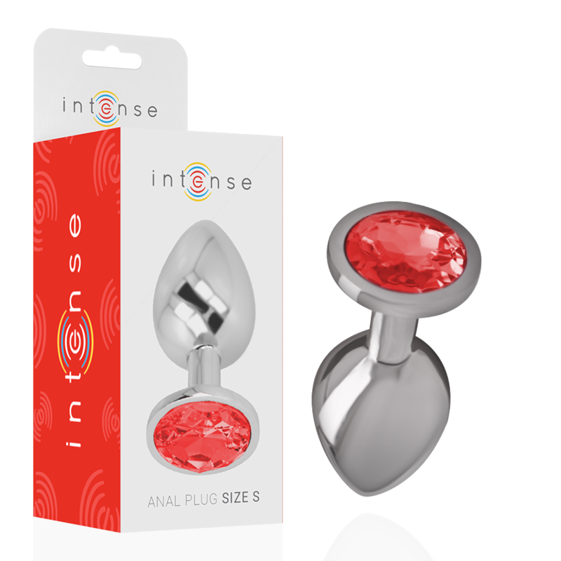 INTENSE - PLUG ANAL EN MÉTAL ALUMINIUM AVEC CRISTAL ROUGE TAILLE S INTENSE ANAL TOYS