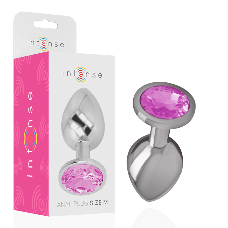 INTENSE - PLUG ANAL EN MÉTAL ALUMINIUM AVEC CRISTAL ROSE TAILLE M INTENSE ANAL TOYS