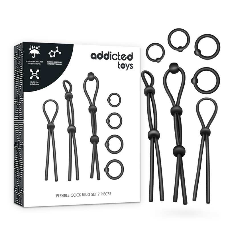 ADDICTED TOYS - ENSEMBLE DANNEAU PÉNIAL FLEXIBLE EN SILICONE 7 PIÈCES ADDICTED TOYS