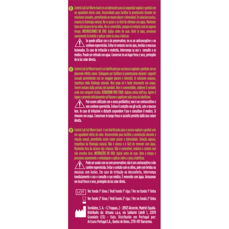CONTROL - GEL LUBRIFIANT EFFET CHALEUR LUB 75 ML CONTROL LUBES