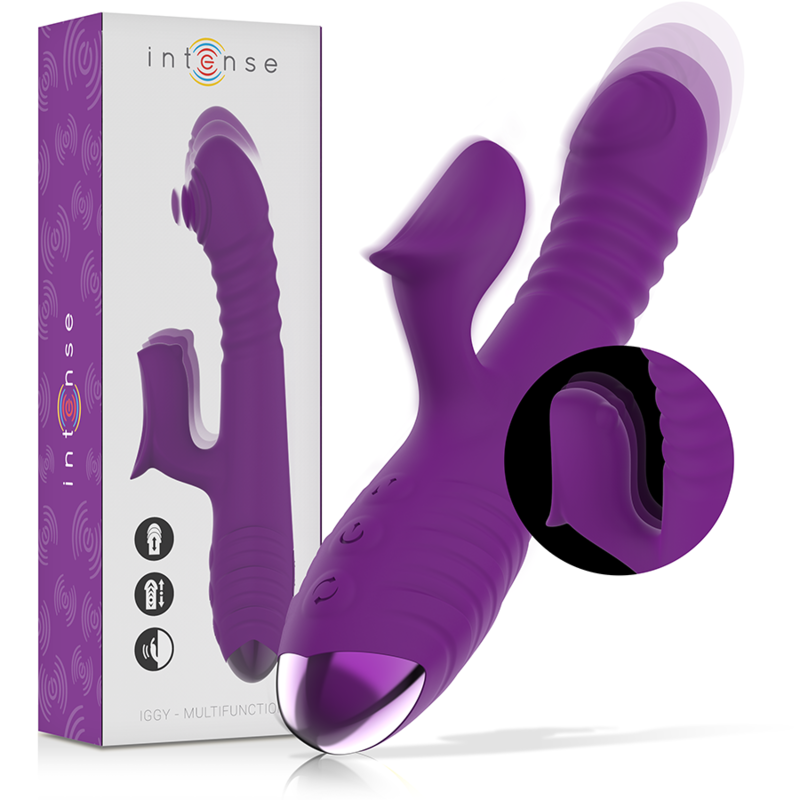 INTENSE - VIBRATEUR RECHARGEABLE MULTIFONCTION IGGY UP & DOWN AVEC STIMULATEUR CLITORAL VIOLET INTENSE FUN