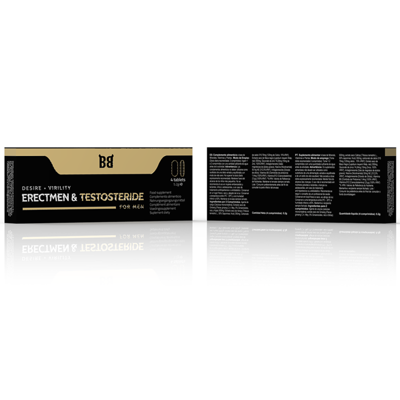 BLACK BULL - ERECTMEN & TESTOSTERIDE PUISSANCE ET TESTOSTÉRONE POUR HOMMES 4 GÉLULES BLACK BULL