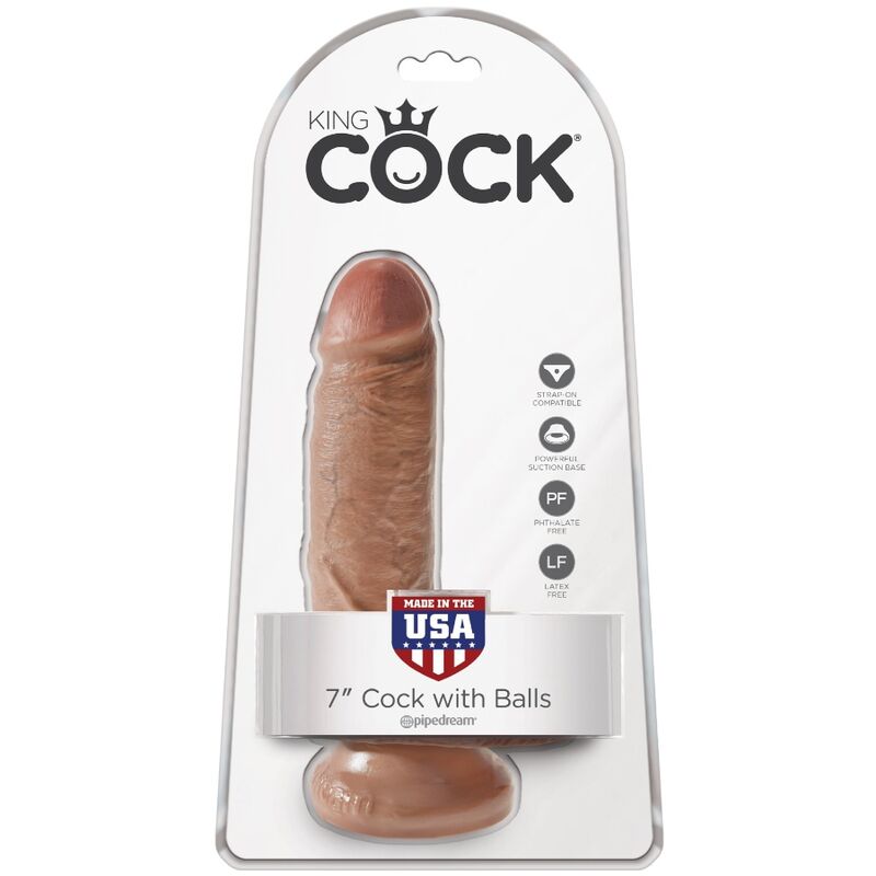 KING COCK - PÉNIS RÉALISTE AVEC BOULES 13.2 CM CARAMEL KING COCK
