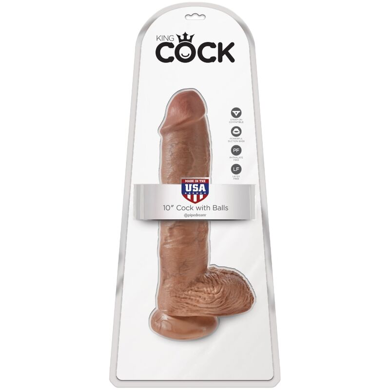 KING COCK - PÉNIS RÉALISTE AVEC BOULES 19.8 CM CARAMEL KING COCK