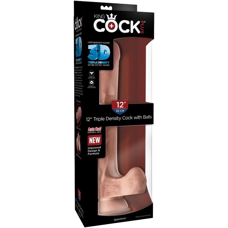 KING COCK - PÉNIS RÉALISTE AVEC BOULES 3D 24.8 CM LÉGER KING COCK