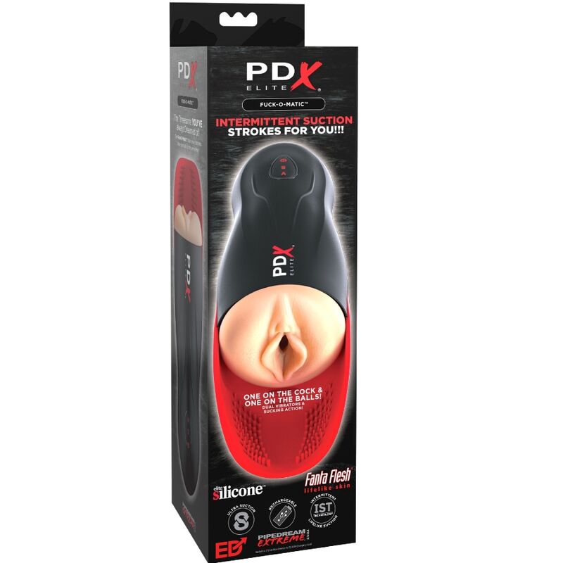 PDX ELITE - STROKER FUCK-O-MATIC VAGIN DOUBLE VIBRATION PÉNIS ET TESTICULES PDX ELITE