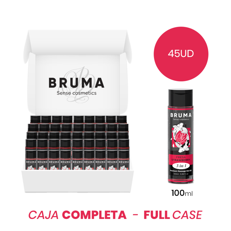 MOQ 45 - BRUMA HUILE DE MASSAGE PREMIUM EFFET CHALEUR SAVEUR FRAISE 3 EN 1 - 100 ML BRUMA