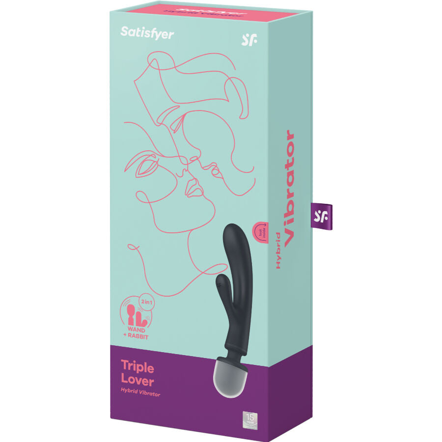 SATISFYER - MASSEUR VIBRATEUR LAPIN TRIPLE LOVER ROSE SATISFYER VIBRATOR