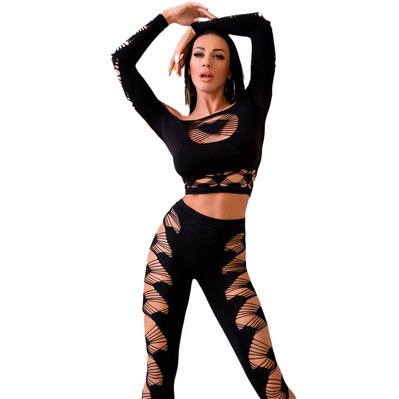 CHILIROSE - CR 4436 TOP & LEGGINS NOIR S/L CHILIROSE SETS