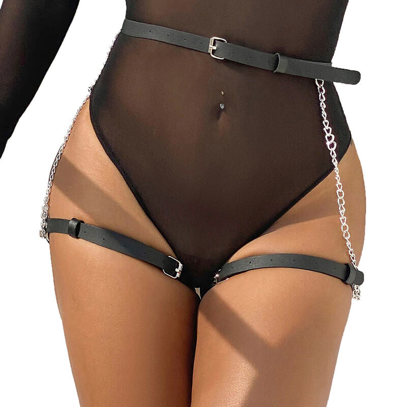 SUBBLIME - HARNAIS CEINTURE CUIR NOIR TAILLE UNIQUE SUBBLIME FETISH