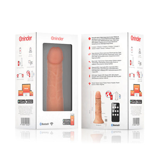 ONINDER - GODE VIBRATEUR BOGOTÁ MOYEN 9 VITESSES NATUREL 20 CM -O- 4.2 CM - APPLICATION GRATUITE ONINDER