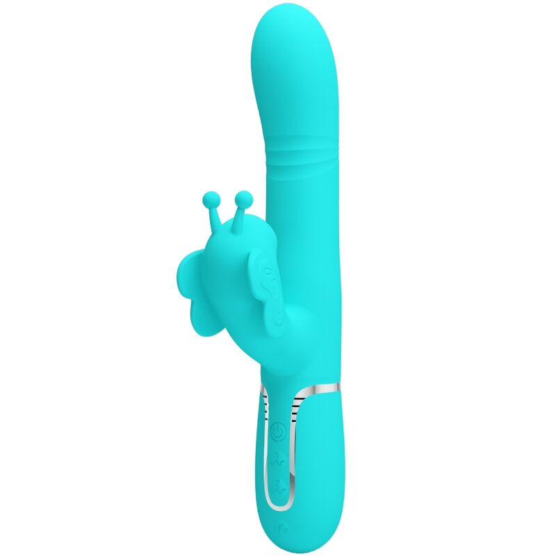 PRETTY LOVE - VIBRATEUR MULTIFONCTION LAPIN 4 EN 1 PAPILLON AQUA VERT PRETTY LOVE FLIRTATION