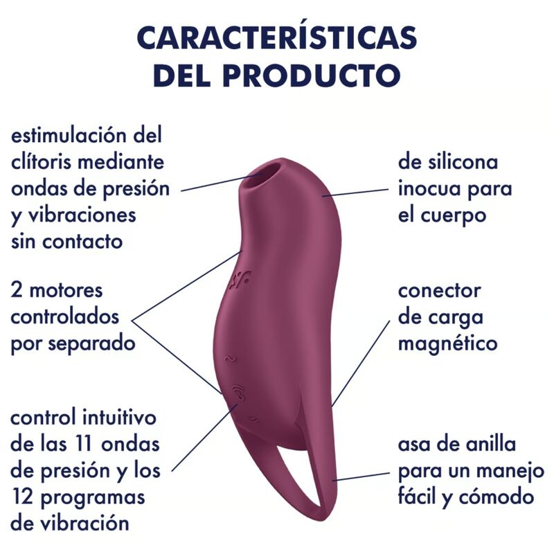 SATISFYER - POCKET PRO 1 STIMULATEUR DE CLITORIS GRENAT SATISFYER AIR PULSE