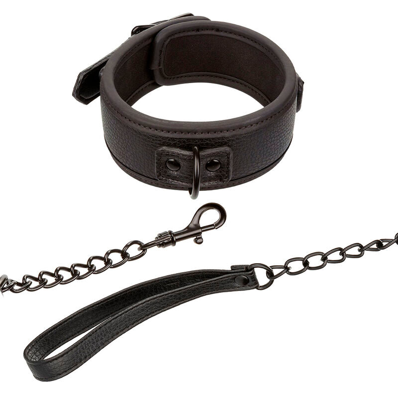 CALEXOTICS - NOCTURNAL COLLIER ET LAISSE EN CUIR RÉGLABLE NOIR CALEXOTICS