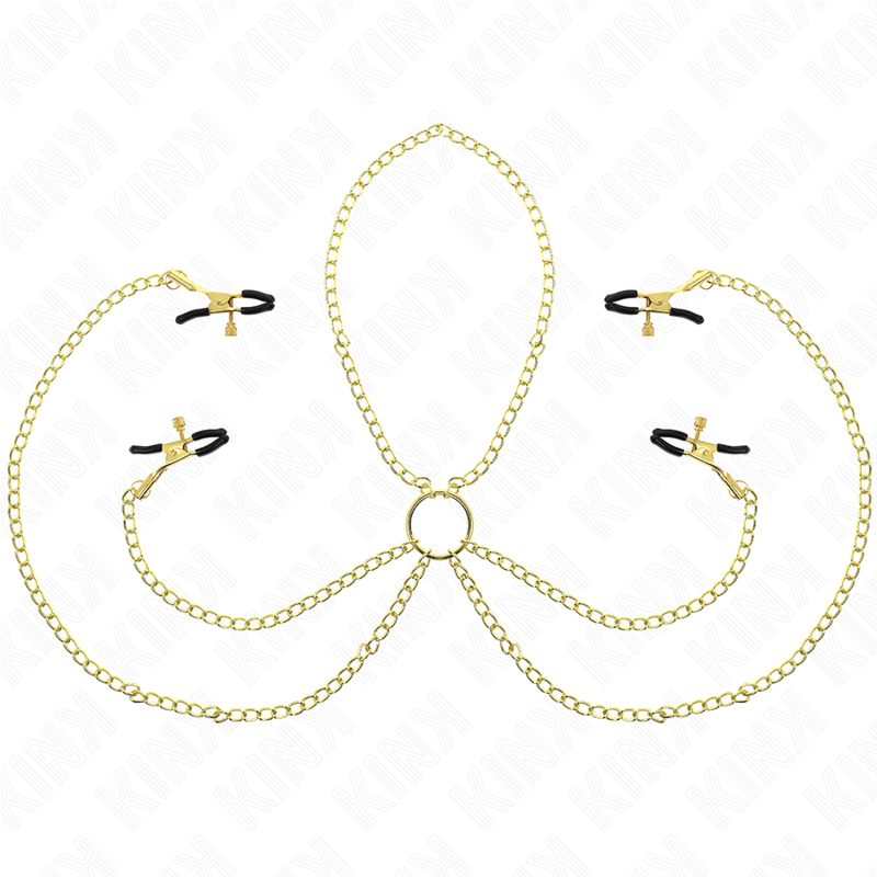 KINK - 4 PINCES À TAMELON ET CLITO RÉGLABLES OR KINK NIPPLE GRIP