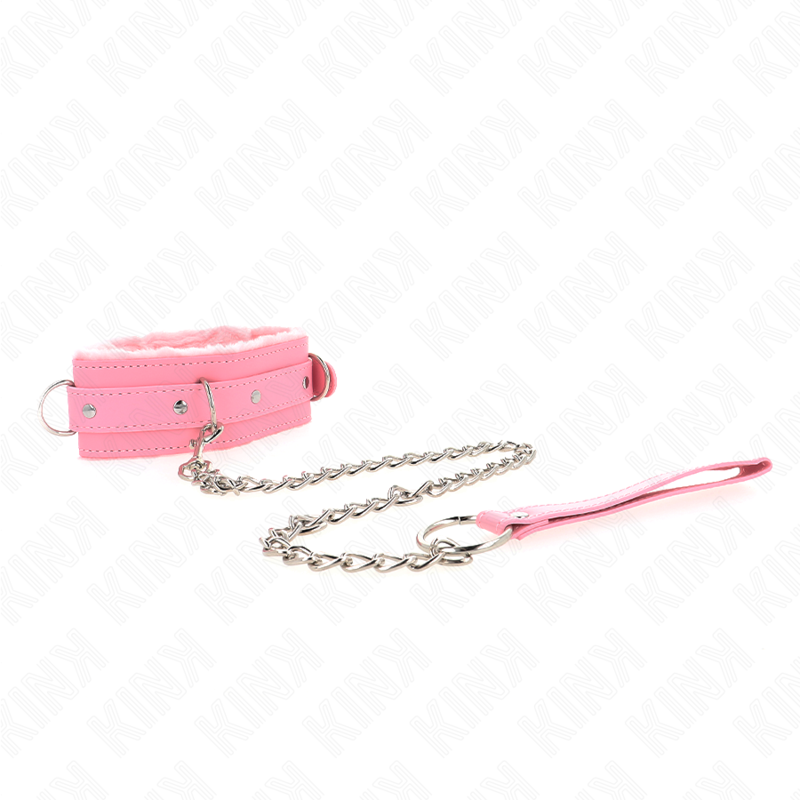 KINK - COLLIER AVEC LAISSE 65 CM AVEC RESTRICTIONS ROSE 36-42 CM X 5,5 CM KINK COLLAR & GAG