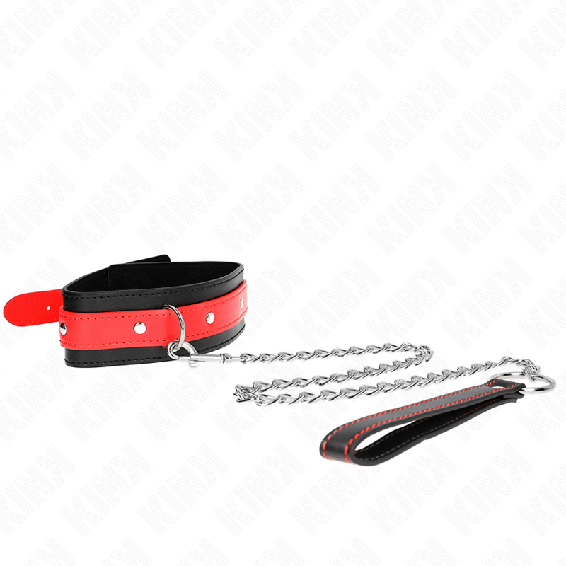 KINK - COLLIER AVEC BRACELET ROUGE 65 CM AJUSTABLE 36-43 CM X 5 CM KINK COLLAR & GAG