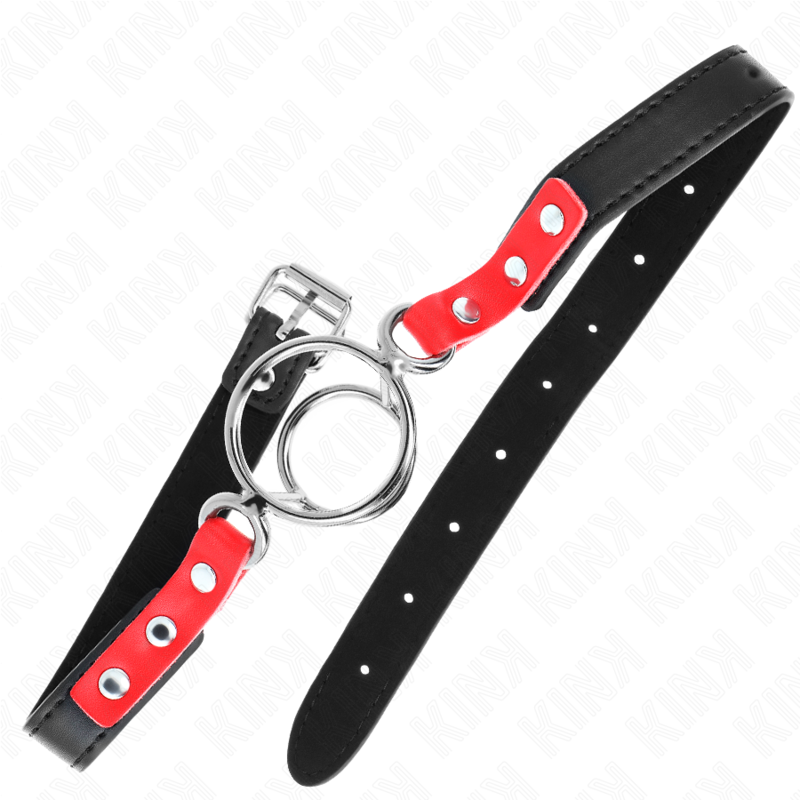 KINK - GAG AVEC PLUSIEURS O-RINGS 4 / 4,8 CM ROUGE 38 X 56 CM KINK COLLAR & GAG