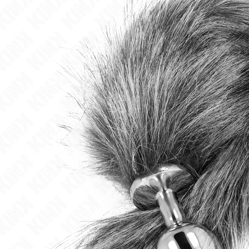 KINK - PLUG ANAL TAILLE M 8 X 3,5 CM AVEC QUEUE SYNTHÉTIQUE 40 CM GRIS KINK PLEASURE PLUGS