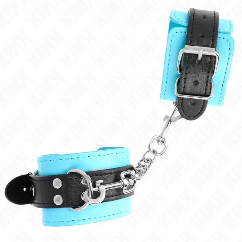 KINK - APPAREILS-POIGNETS À CROCHET DOUBLÉS DE FOURRURE BLEU AJUSTABLES 20-28 CM X 5,5 CM KINK WRIST RESTRAINT