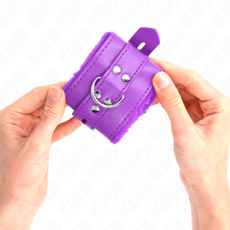 KINK - APPUI-POIGNETS DOUBLÉS DE FOURRURE AVEC TROUS CARRÉS VIOLET ET CEINTURE VIOLET RÉGLABLE 17-29 CM X 6 CM KINK WRIST RESTRAINT