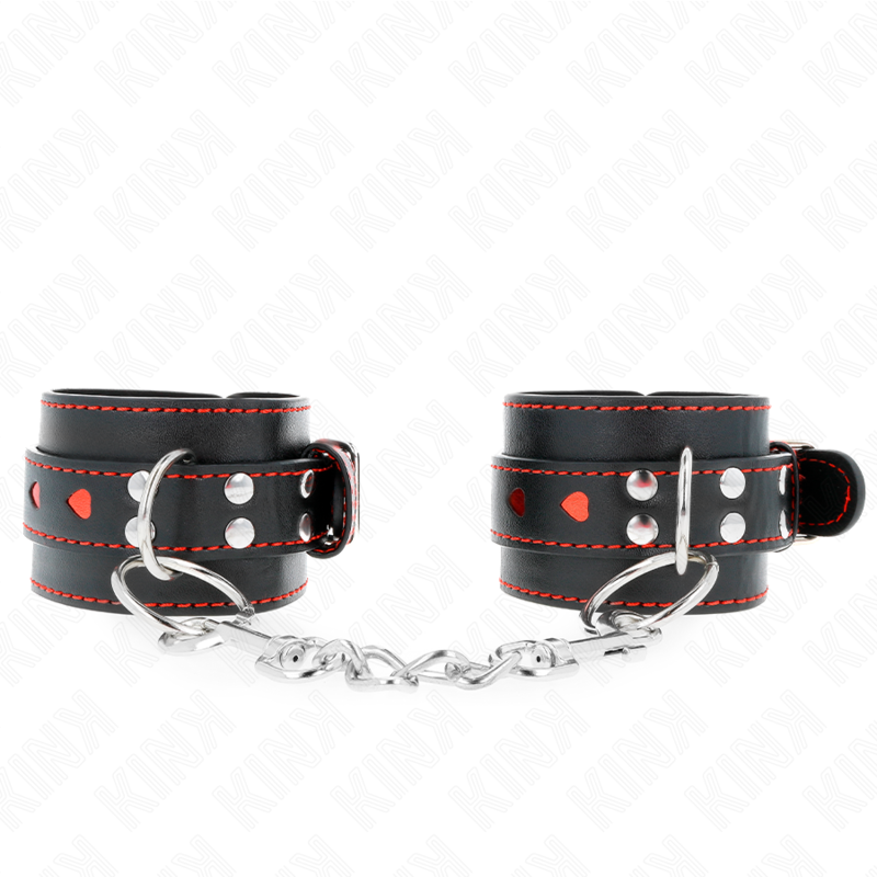KINK - APPUI-POIGNETS NOIR AVEC INCRUSTATION COEUR ROUGE RÉGLABLE 21-28 CM X 5,5 CM KINK WRIST RESTRAINT