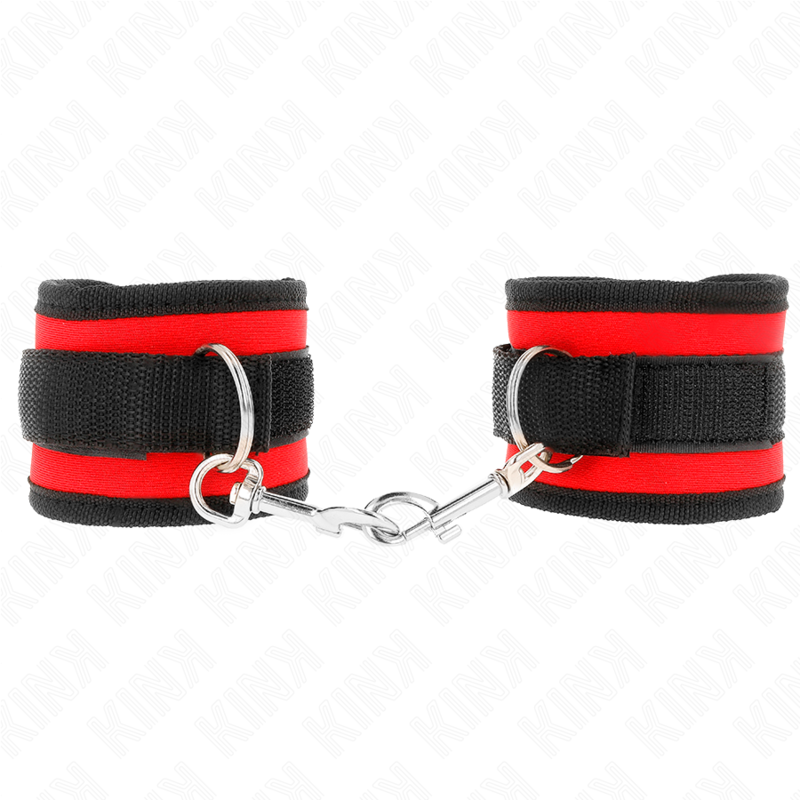 KINK - APPAREILS-POIGNETS À CROCHET ET BOUCLE EN NYLON ROUGE-NOIR MODÈLE 2 RÉGLABLE 18-35 CM X 6 CM KINK WRIST RESTRAINT