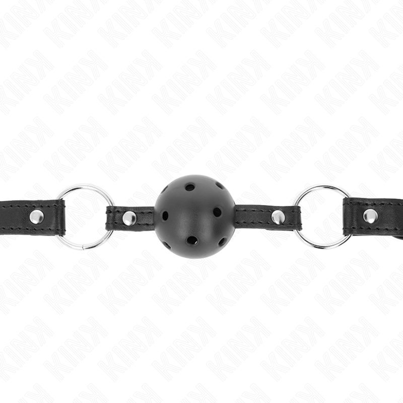 KINK - BOULE NOIRE CREUSE DURE 4,5 CM GAG MODÈLE 1 63,5 X 2 CM KINK COLLAR & GAG